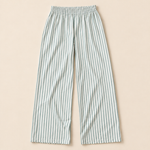 Load image into Gallery viewer, Pantalon rayas flow blanco + aqua
