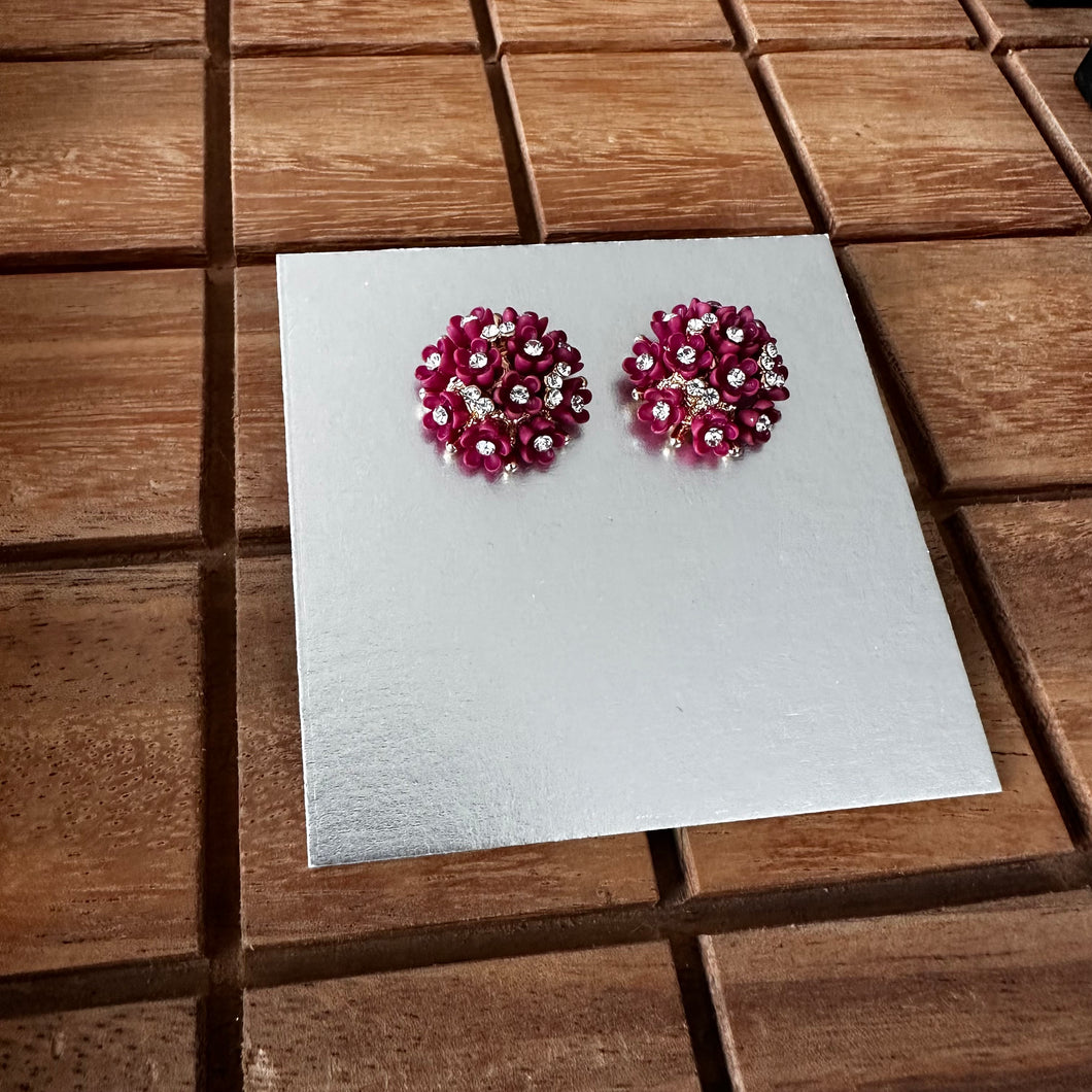 Aretes rojo + flor mini