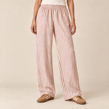 Load image into Gallery viewer, Pantalon rayas flow blanco + rosa
