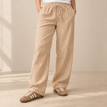 Load image into Gallery viewer, Pantalon rayas summer mostaza + blanco
